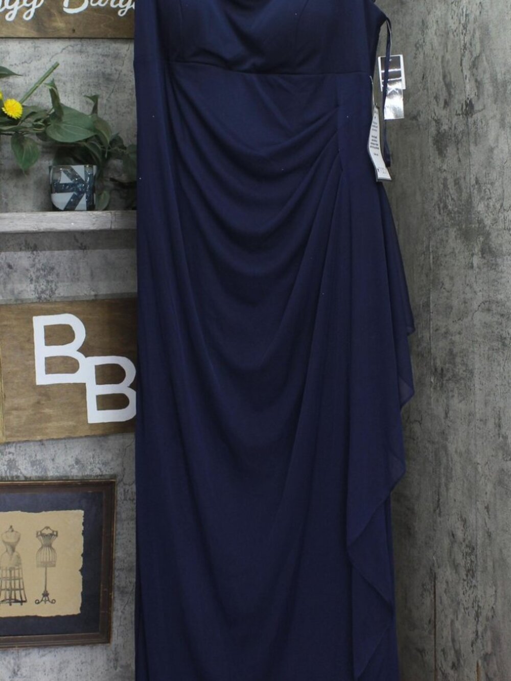 X Navy Blue By Xscape Plus Ruched Lace Gown Dress Xc121W Navy Blue Sz RUCHED